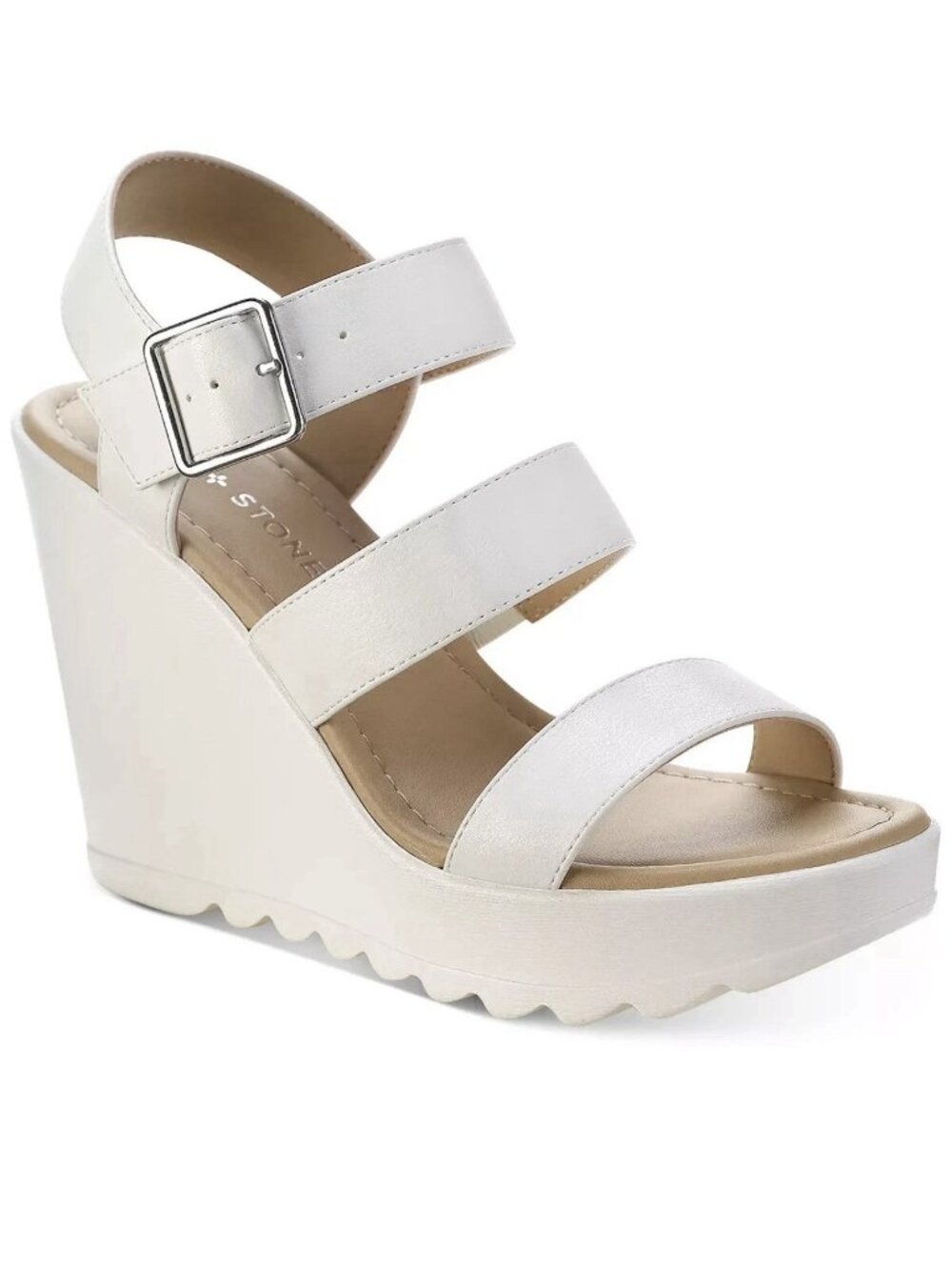 Sun + Stone Siennaa White Platform Wedge Sandals Women’s 8M
